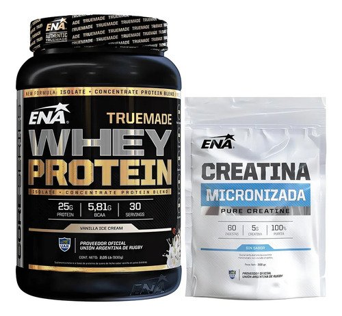 True Made Whey Protein 2lbs + Creatina Micronizada 300g Ena Sabor Vanilla ice cream