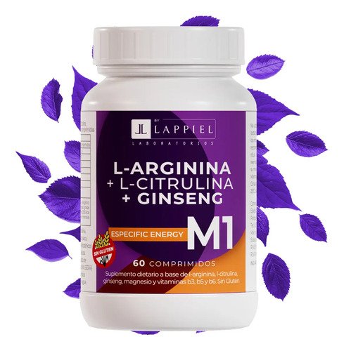 L-arginina + L-citrulina + Ginseng | M1 Energy | Bylappiel Sabor Sin Sabor
