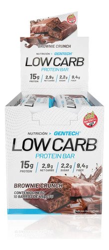 Low Carb Protein Bar Gentech Barra Proteica Sin Gluten Caja Sabor Brownie Crunch