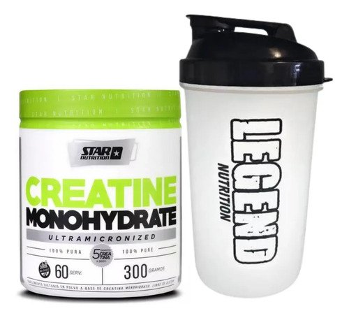 Suplemento En Polvo Star Nutrition Creatine Monohydrate Pote 300g Vaso Legend Nutrition 600ml