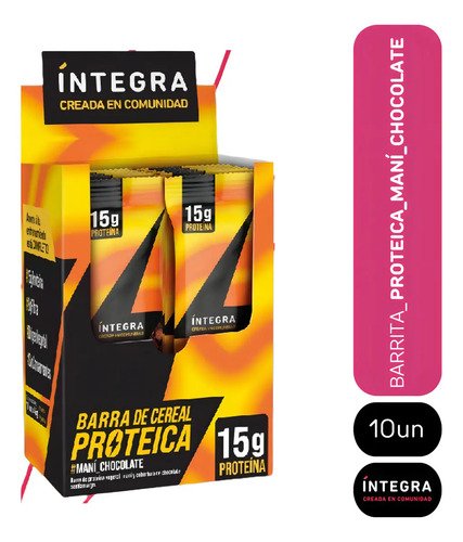 Barra Proteica Mani Con Chocolate Integra X 10u