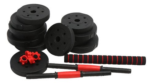 Kit Mancuernas Y Barra + 20 Kg Dakota Discos Pvc Con Tope A Rosca Color Negro