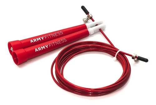 Soga de Salto Crossfit Speed Rope Cable de Acero Ajustable Army Color Rojo Sin Rulemanes