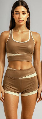 Conjunto Deportivo De Mujer Bicolor Top + Short Yoga Verano