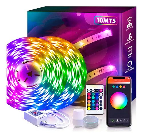 Tira LED RGB 10m WiFi Control Remoto App Alexa Google Home IP20