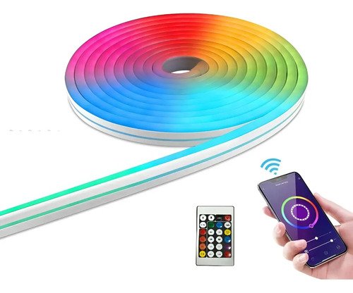 Tira Led Neon Rgb 5m Inteligente Bluetooth App Control Remoto Usb Flexible Luz Ambiente Decoracion Gaming Tv Auto Habitacion Dormitorio Exterior Impermeable Ip67