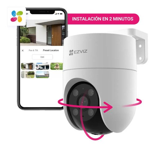 Camara De Seguridad Wifi Domo Color Full Hd Ezviz H8C 2mp 1080 Vista 360 Color Blanco