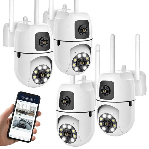 Set x4 cámara domo exterior seguridad autotracking full hd Smart Tech Y-0320 color blanco