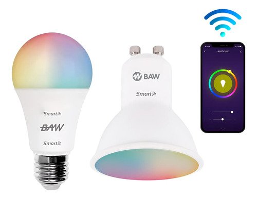 Pack Foco Smart Baw Dicro Led Gu10 7w + Led Bulbo E27 App