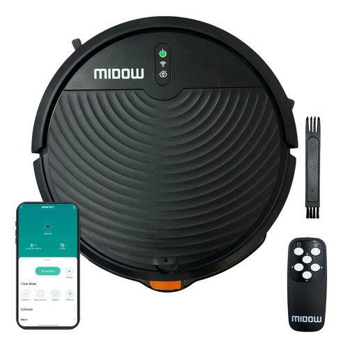 Aspiradora Robot Con Wifi Smart 115w Midow 3 Modos Con Base Negro