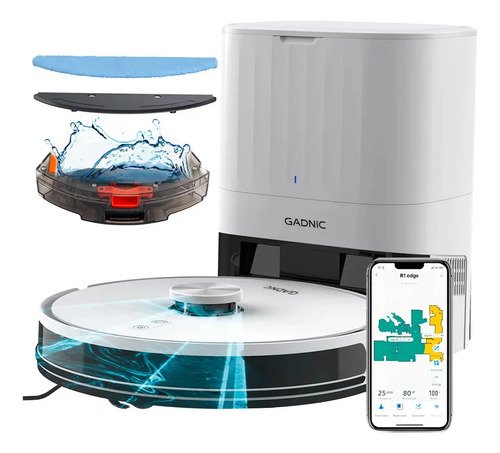 Aspiradora Robot Gadnic 5000 Pa LIDAR 360 Base Autolimpiante Bolsa 3.2 Litros 140 Min Autonomia 3200 mAh App Tuya