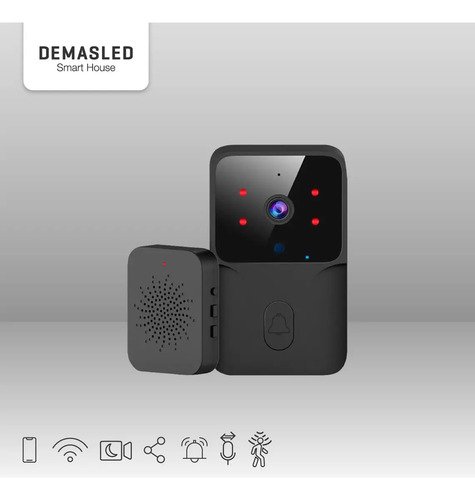 Timbre Inalámbrico Smart Wifi Demasled Camara Integrada Negra