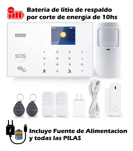 Kit Alarma Domiciliaria Inalambrica Casa Wifi Gsm App Tuya Color Blanco