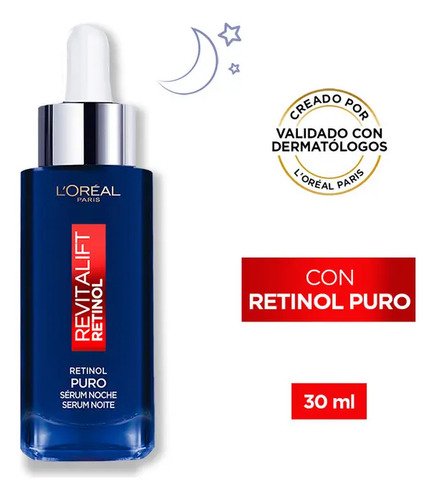 Sérum Facial nocturno Revitalift Con Retinol Puro Antirrugas Com 30ml L&quotOréal