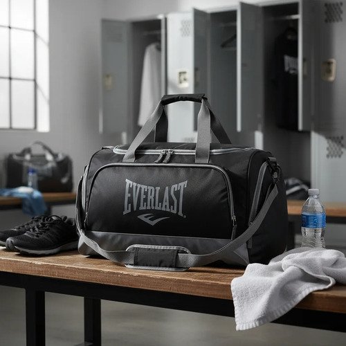 Bolso Deportivo Everlast Viajero Unisex Gimnasio Boxeo Gym Color Gris/negro Lisa