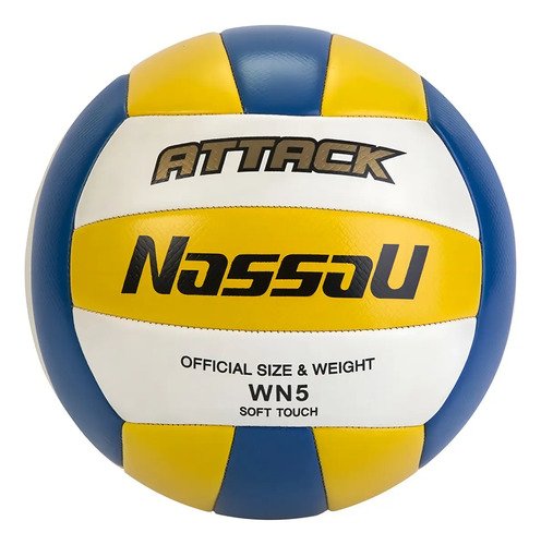 Pelota De Voley Tricolor N° 5 Apto Profesional Soft Touch Color Blanco/azul/amarillo