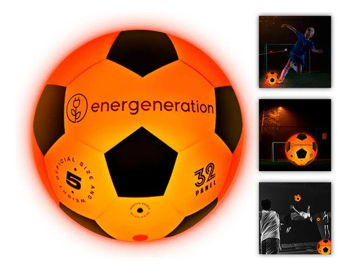 Pelota De Fútbol Nocturno Retroiluminada Led Energeneration Color Naranja