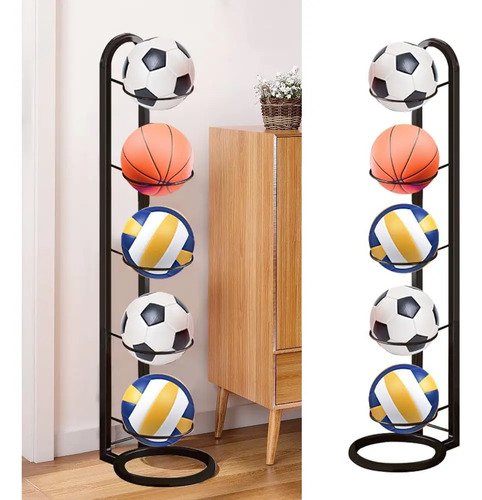 Pelotas Estante 5 Niveles De Almacenamiento De Metal Negro