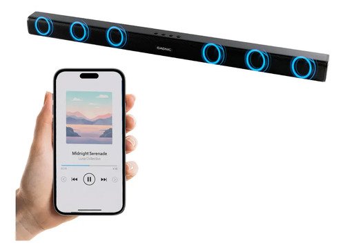 Barra De Sonido Gadnic BT 5.0 Inalambrica 10W Microfono Manos Libres Bateria 1800 mAh Multiple Conexion AUX