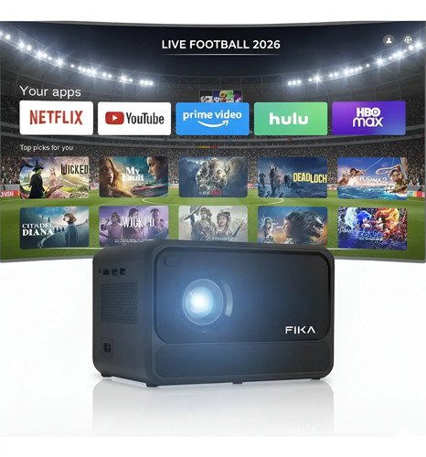 Mini Proyector Portátil 4k Fika P8 Hd 720p 8000 Lumens 170 ANSI Android Wifi Cine Color Negro