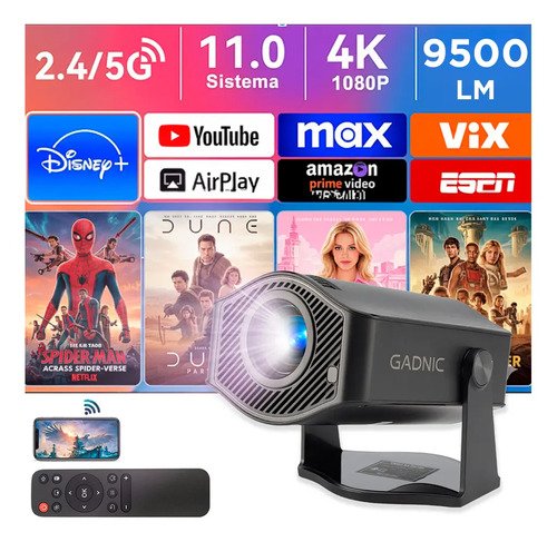 Proyector Gadnic HM-400 PRO 9500 Lúmenes Add 11 Conexion Inalambrica Bt 150 ANSI Corrección Trapezoidal Sonido 5W