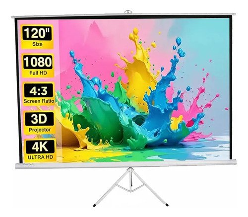 Pantalla Proyector Gadnic 120 Trípode Alta Definición Sistema Auto-Lock Ángulo 160