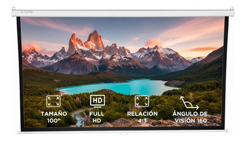 Pantalla Proyector Gadnic 100 Manual 4:3 Retractil 160°