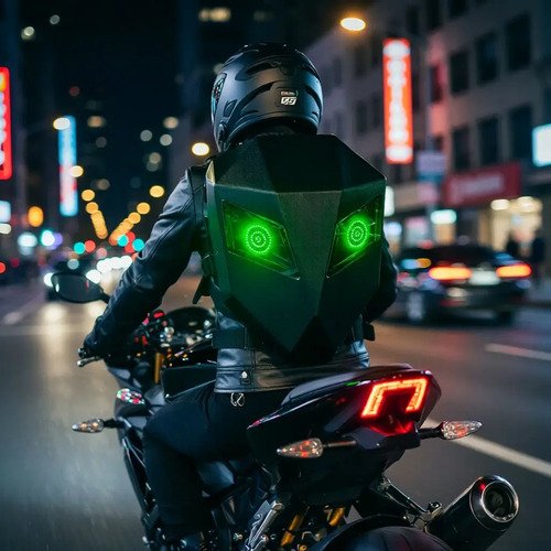 Mochila Para Moto Ojos Led  1era Calidad+cargador Portatil