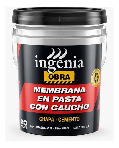 Membrana En Pasta Con Caucho Ingenia 20k Chapa Cemento Obra Gris Mate
